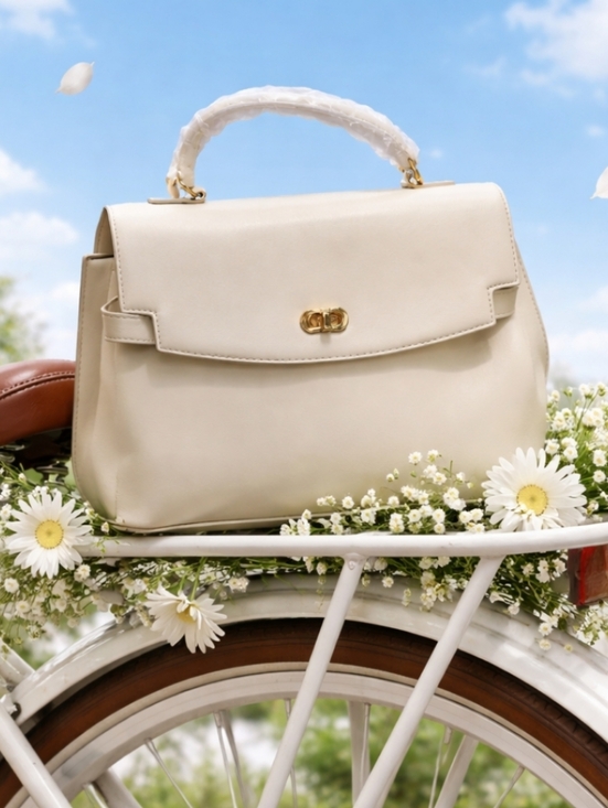 Cavalli Class Handbags - Cavalli Class Elegant Cream Satchel